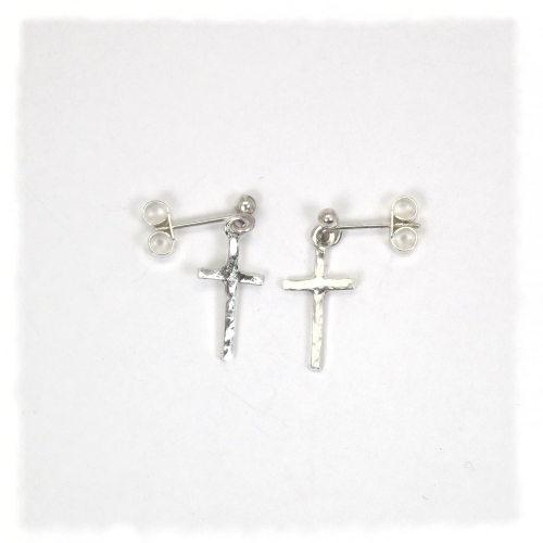 Small silver cross earrings